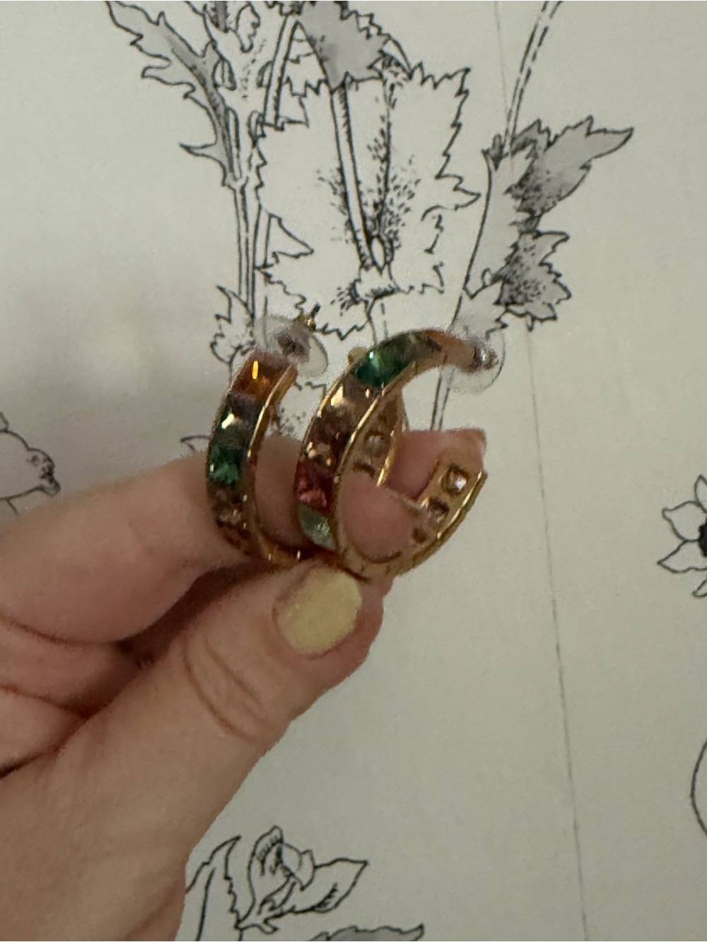 J.Crew Gold Multicolor Stone Hoop Earrings - Women's Jewelry